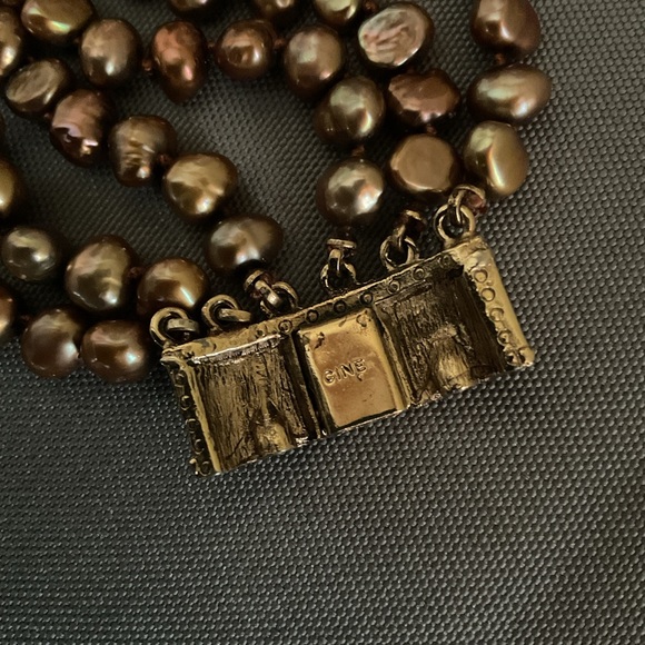 VTG Ciner Golden Bronze Fresh Water Pearls 6 Strands Bracelet. - Picture 5 of 5
